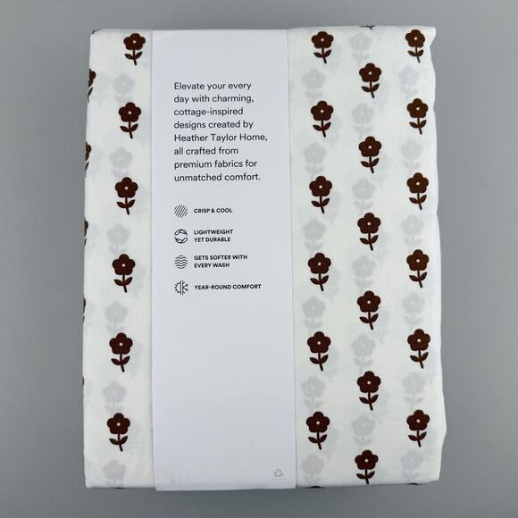 The Company Store x Heather Taylor Home King Sheet Set Nutmeg Floral Percale - Picture 4 of 8